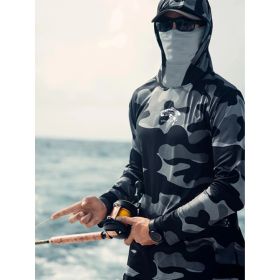 Fishing Hoodie Face Mask Neck Cover Sailing Shirt Summer Men Long Sleeve Sun Protection Hunting Jersey Camisa De Pesca Performance Fish Gear Beac (Option: L)