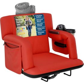 Alpcour Premium Reclining Stadium Seat For Bleachers With Back Support (Option: Red-21Wide)