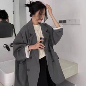 New Women's Coffee Suit Jacket Spring And Autumn (Option: Dark Grey-XL)