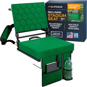 Alpcour Folding Reclining Stadium Seat With Back Support For Bleachers (Option: HunterGreen-17Wide)