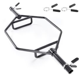 Trap Bar Hex Bar, 2-Inch Hex Barbell, 800 LBS Capacity Shrug Bars with Knurled Grips, Weightlifting and Strength Training Equipment (Structure: Integrated, Color: Black)