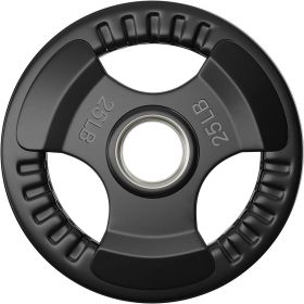 Rubber Coated Weight Plates in Pairs or Single for Strength Training Weightlifting and Bodybuilding Black 4 Size Options (Color: Black, Weight: 25LB)