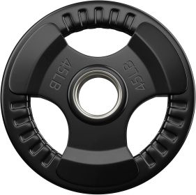 Rubber Coated Weight Plates in Pairs or Single for Strength Training Weightlifting and Bodybuilding Black 4 Size Options (Color: Black, Weight: 45LB)