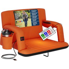 Alpcour Heated Reclining Stadium Seat For Bleachers With Back Support (Option: Orange-25Wide)