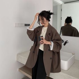 New Women's Coffee Suit Jacket Spring And Autumn (Option: Coffee-2XL)